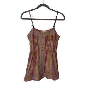 DKNY Jeans‎ Women's  Sleeveless Crochet Peplum Top Small Tan Purple 100% Cotton